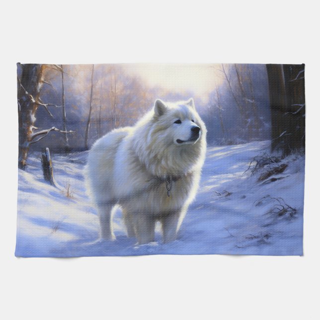 Linge De Cuisine Samoyed Let It Snow Christmas (Horizontal)
