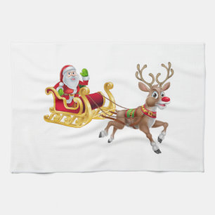 Linge De Cuisine Santa Claus en traîneau