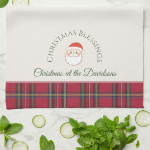 Linge De Cuisine Santa Claus Nom personnalisé Nom et texte Noël