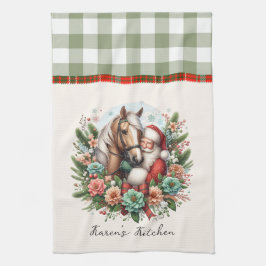 Linge De Cuisine Santa Clause Avec Cheval Noël