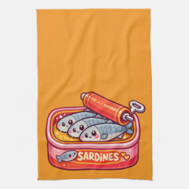 Linge De Cuisine Sardines Mignonnes Dessin Animé Poisson