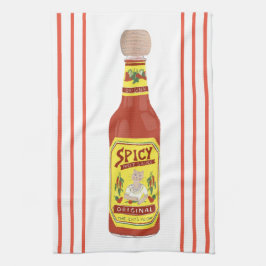 Linge De Cuisine SAUCE CHAUDE Épicé Chat rouge bande