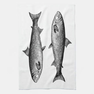 Linge De Cuisine Saumon de poisson graphique Vintage