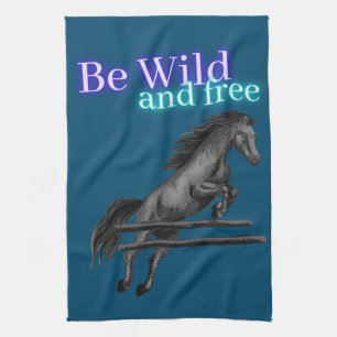 Linge De Cuisine Saut de cheval sauvage et libre