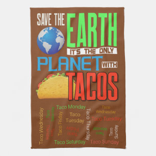 Linge De Cuisine Sauvez la Terre uniquement Planète avec plat Tacos