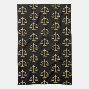 Linge De Cuisine Scales d'or du droit de la justice Motif du thème