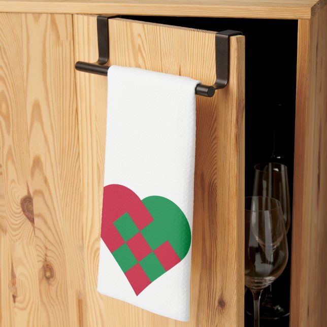 Linge De Cuisine Scandinavian Yule Heart - Nordic Christmas Decor - (Pliage en tiers)