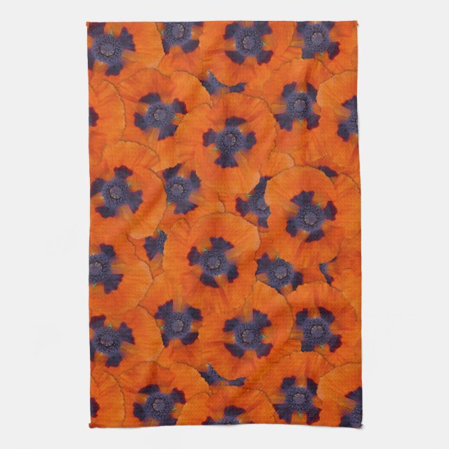 Linge De Cuisine Scarlet Orange Poppy Motif sans joint (Vertical)