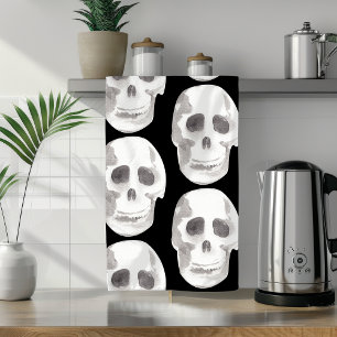 Linge De Cuisine Scary Scull Black & White Pattern
