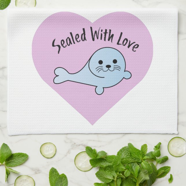 Linge De Cuisine Scellé avec le phoque d'amour (Plié)