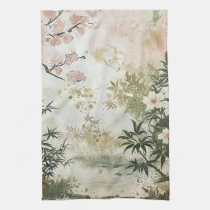 Linge De Cuisine Scène de jardin de fleurs de cerisier (6)
