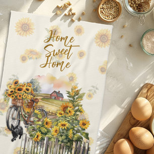 Linge De Cuisine Scène de la ferme Sunflowers Homestead