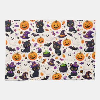 Linge De Cuisine Scène de motif répétitif de chats et de fantômes d