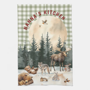 Linge De Cuisine Scène hivernale aquarelle de la forêt fantaisiste