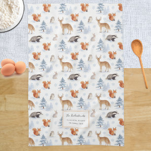 Linge De Cuisine Scène hivernale personnalisée de forêt de Noël ave
