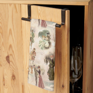 Linge De Cuisine Scènes vintages d'hiver