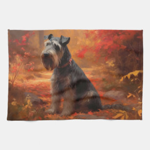 Linge De Cuisine Schnauzer en automne Leaves Fall Inspire