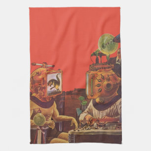Linge De Cuisine Science-fiction vintage, casques aliens Steam Punk