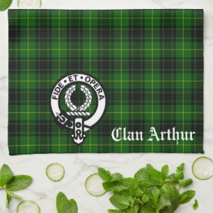 Linge De Cuisine Scottish Clan Arthur / MacArthur Crest & Tartan