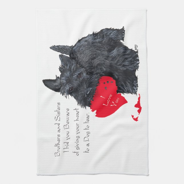 Linge De Cuisine Scottish Terrier Valentine (Vertical)