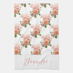 Linge De Cuisine Script manuscrit personnalisé Roses roses roses ro