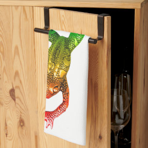 Linge De Cuisine Sculpture de grenouille arc-en-ciel de SlipperyJoe