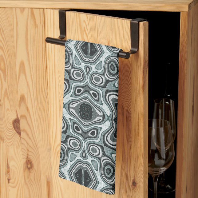 Linge De Cuisine Seafoam Turquoise Green Grey Hip Bohemian Bali Art (Pliage en tiers)
