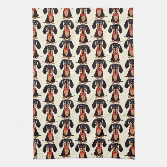 Linge De Cuisine Seated Dachshund Kitchen Towels (Vertical)