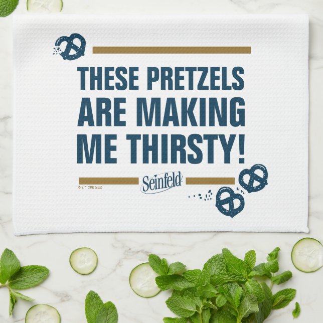 Linge De Cuisine Seinfeld | Graphique de typographie "Ces Pretzels" (Plié)