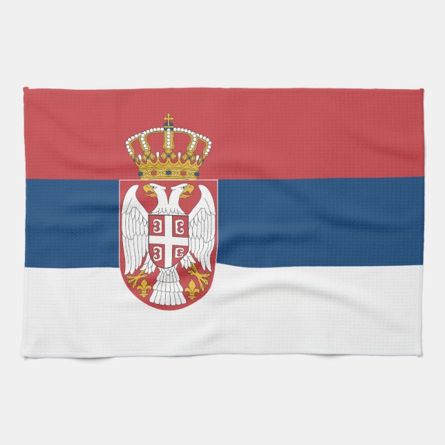 Linge De Cuisine Serbia Flag (Horizontal)