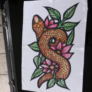 Linge De Cuisine Serpent à fleurs