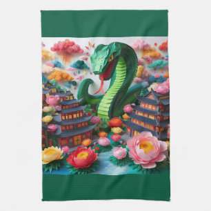 Linge De Cuisine Serpent vert du Nouvel An chinois 2025 KT5