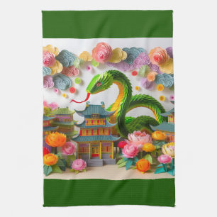 Linge De Cuisine Serpent vert du Nouvel An chinois 2025 KT7