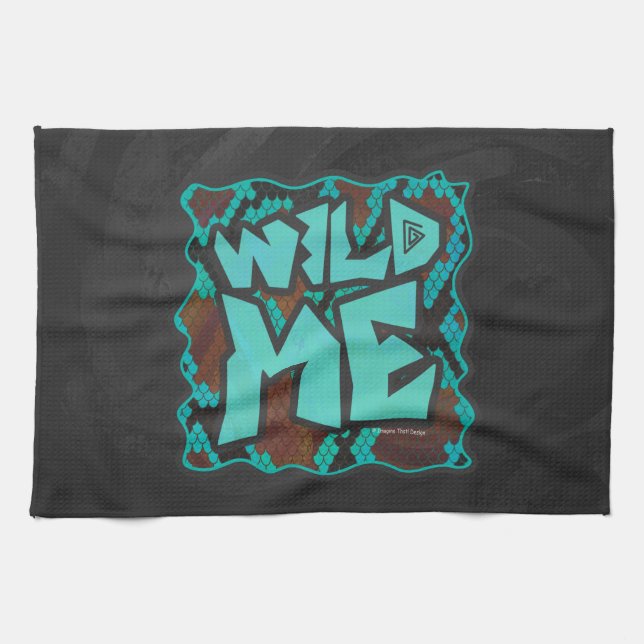 Linge De Cuisine Serpent Wild Me Impression Brown et Turquoise (Horizontal)