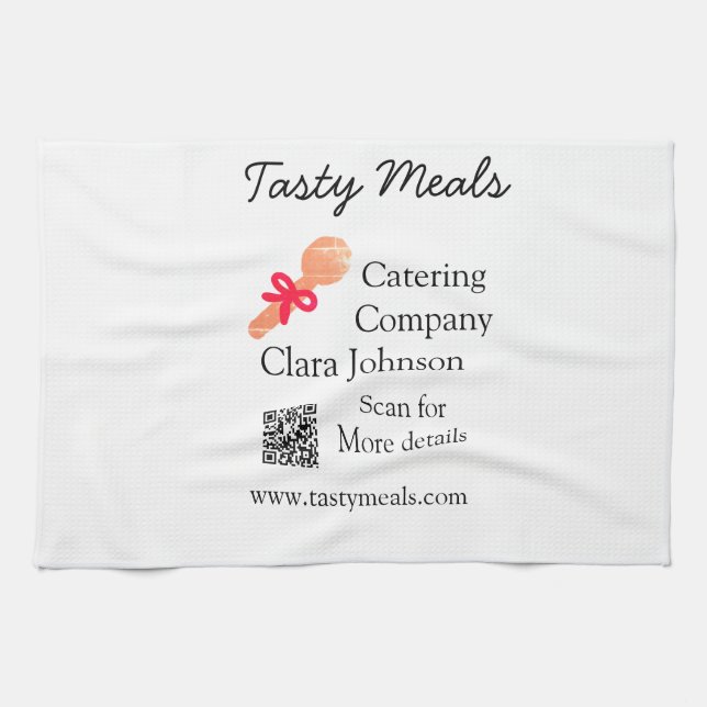 Linge De Cuisine Services de restauration ajouter nom QR code site  (Horizontal)