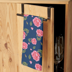 Linge De Cuisine Shabby Chic Aquarelle Rose rose Motif Floral