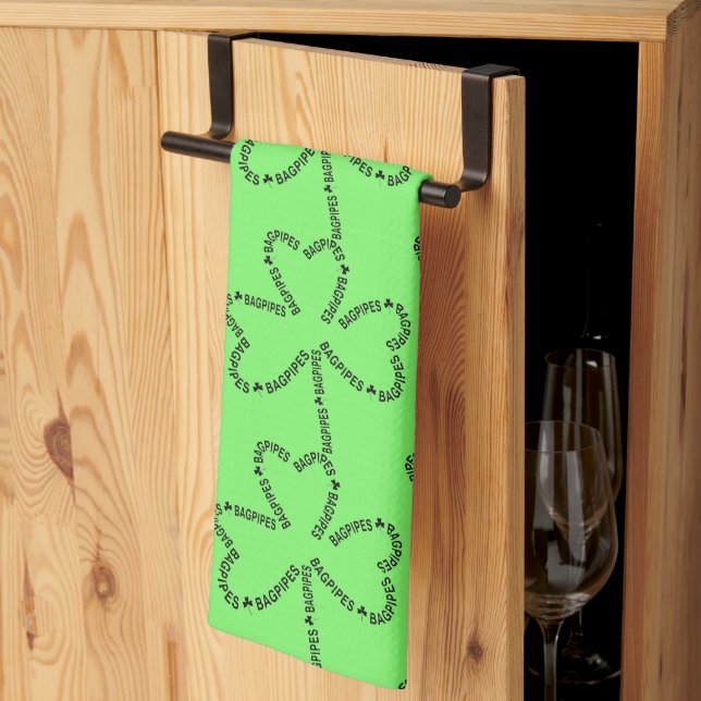 Linge De Cuisine Shamrock de texte Bagpipes (Pliage en tiers)