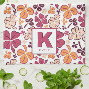 Linge De Cuisine Shamrock rouge Lucky Motif de trèfle Monogramme