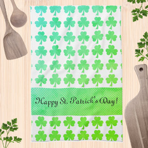 Linge De Cuisine Shamrock St Patrick Day Votre texte aqua vert blan