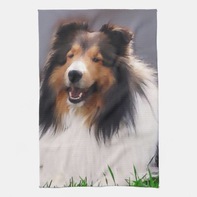 Linge De Cuisine Shetland Sheepdog Art (Vertical)