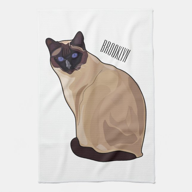 Linge De Cuisine Siamese cat cartoon (Vertical)