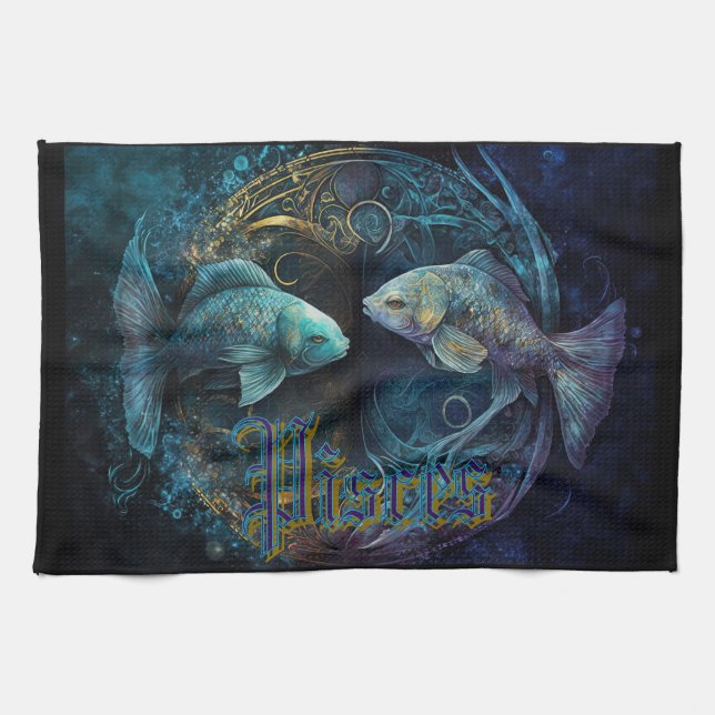 Linge De Cuisine Signe du zodiaque Poissons (Horizontal)