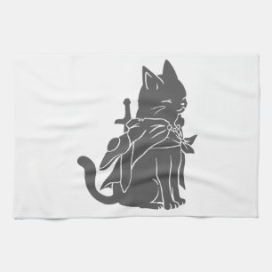 Linge De Cuisine Silhouette de chat guerrier - Choisir la couleur a