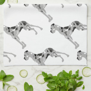 Linge De Cuisine Silhouette de Dogue Allemand gris
