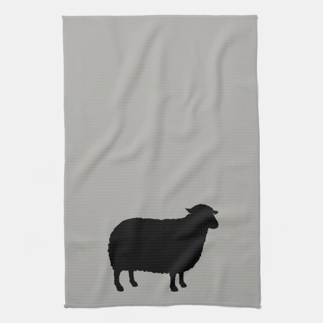Linge De Cuisine Silhouette de moutons noirs (Vertical)