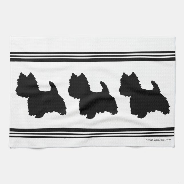 Linge De Cuisine Silhouette de Westie (Horizontal)