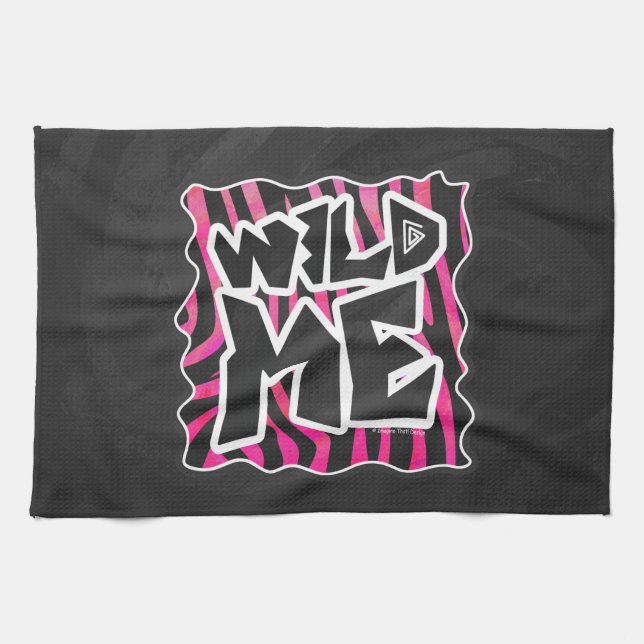 Linge De Cuisine Silhouette noir et rose chaud Zèbre (Horizontal)