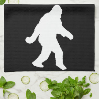 Linge De Cuisine Silhouette Sasquatch Blanc Pour Arrière - plans So