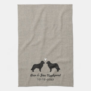 Linge De Cuisine Silhouettes Leonberger avec coeur - Personnaliser