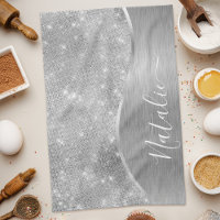 Silver Glitter Glam Bling Personalized